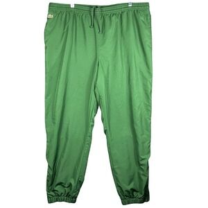 Lacoste Lined Sport Track Pants Men 3XL Green Diamond Ripstop Zipper Cuffs FR 8